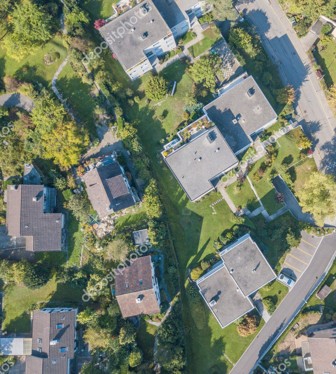 Vue aérienne d'un quartier résidentiel